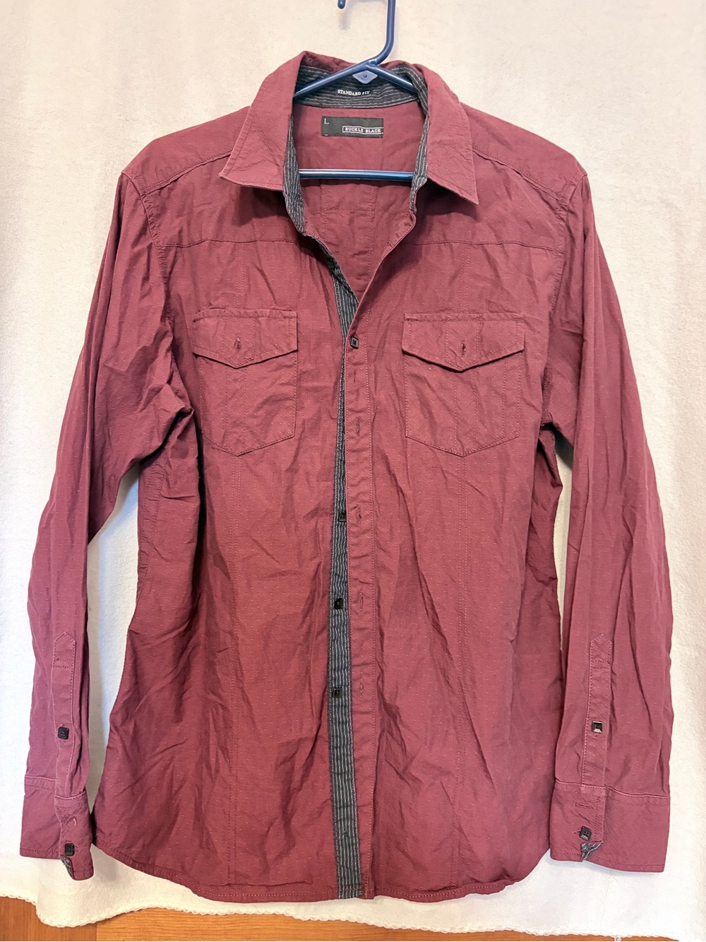 Buckle Black Burgundy Textured Button-Down Shirt